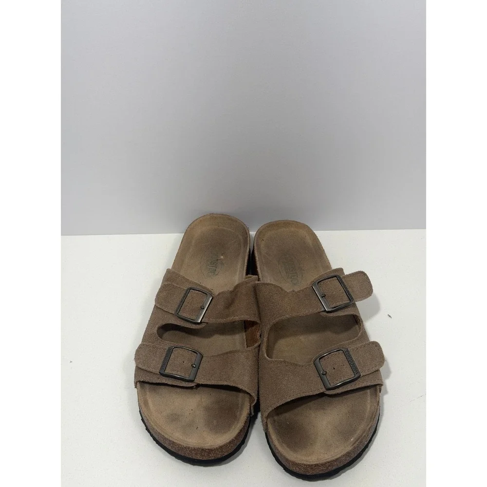 Woodstock Heritage Brown Suede Double Strap‎ Buckle Cork Slide Sandals sz 9 Men